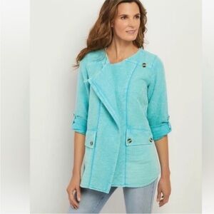 Soft Surroundings Urban Escape Jacket Top Blue NWT Large